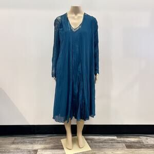 Komorav Dark Teal Midi Dress with Kimono XL